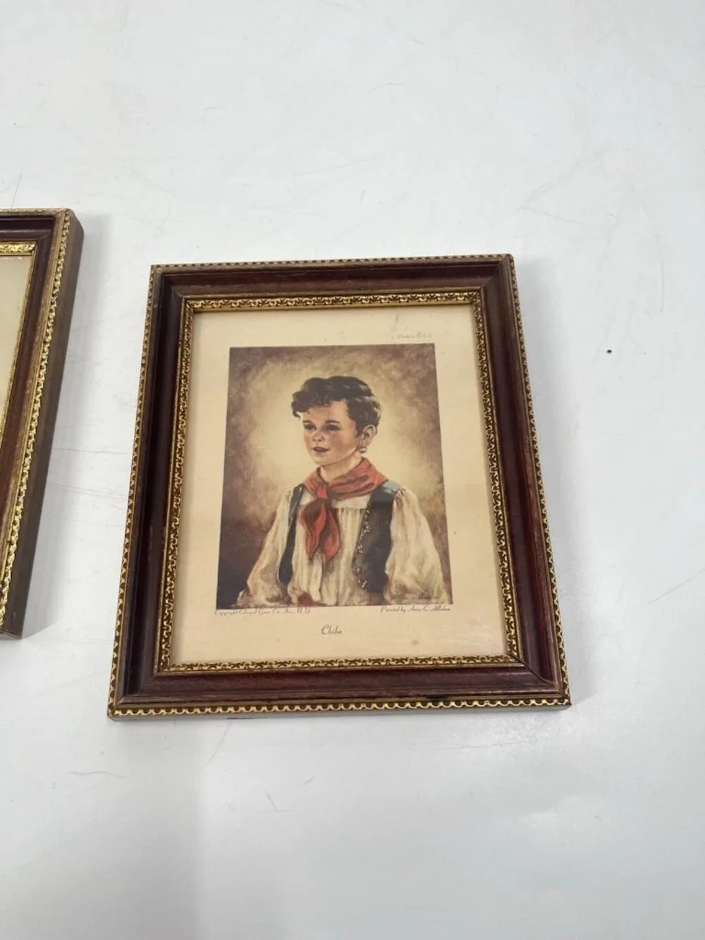 Vintage Ann C Allaban Framed Portrait Prints Elena Chiko Ornate Wood Cottagecore